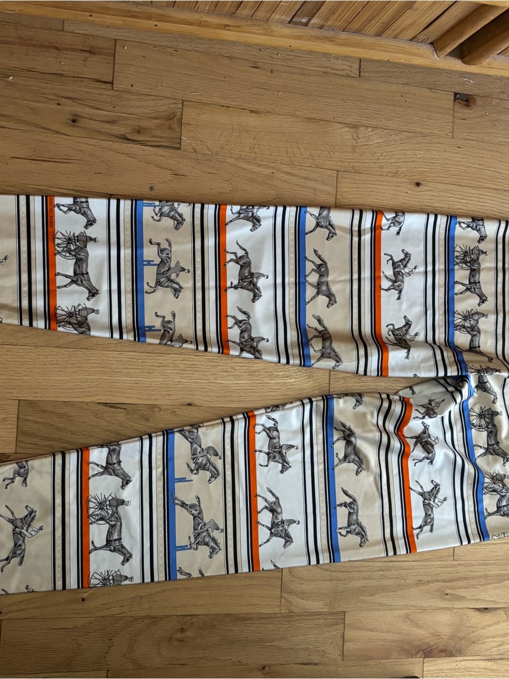 Vintage Hermès Paris Equestrian Horse Print Leggings Pants Made in Italy Sz 40